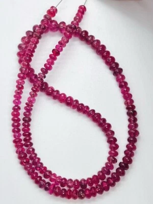 Cuentas rondelle rubí birmano rosa rubí cuentas rondelle lisas 16" hebra. Foto 1 de 4