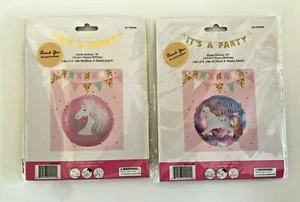 (Set of 2) 18" Unicorn Pink Rainbow Happy Birthday Balloons Mylar Foil Party NEW - Picture 1 of 3