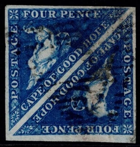 1855 Cape of Good Hope 4d Deep Blue SG 6 4m Pair White Paper FU Cat. £220.00 - Picture 1 of 1