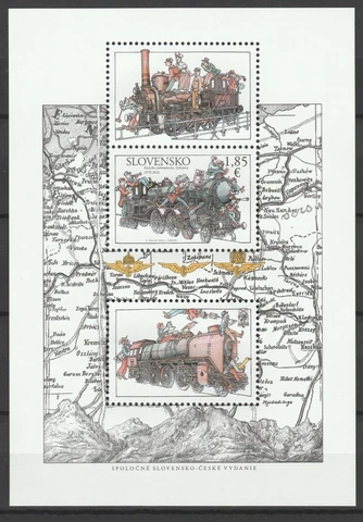 Slovakia 2022 Locomotives Trains, Railroads joint issue Czech Republic MNH Block Cover