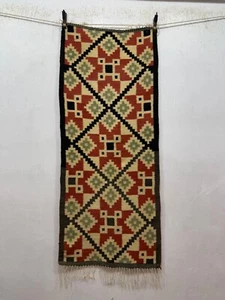 Vintage Beautiful Hand Woven Swedish Scandinavian Wool Weaving Tapestry KilimRug - Picture 1 of 16