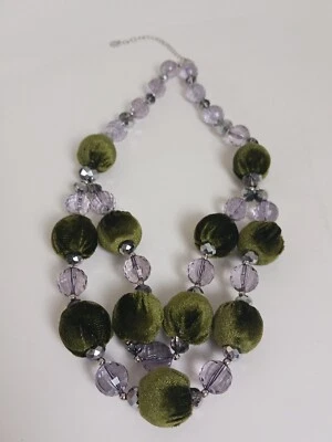 Plunder Design 时尚珠宝常绿天鹅绒虹彩串珠 Silv 项链 — 第 1/4 张图片