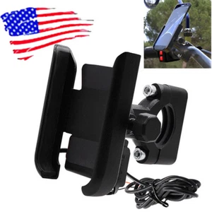 Motorcycle Handlebar Mount GPS Cell Phone Holder USB Charger For Harley Davidson - Picture 1 of 6