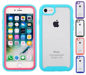 For Apple iPhone 7 | 8 - Dual Layer ShockProof Armor Cover Case with Clear Back - Picture 1 of 21