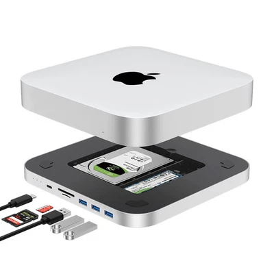 USB C Hub für Mac Mini M2 M1 mit Dual Drive Gehäuse SATA NVMe M.2 SSD Typ-C - Bild 1 von 4