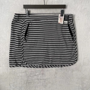 Jones New York Womans Short Skort Black White Stripe 2XL Cotton Pull On Pockets - Picture 1 of 10