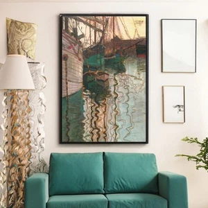 Egon Schiele Port of Trieste Canvas/Poster Wall Art - Landscape Painting Print - Picture 1 of 10