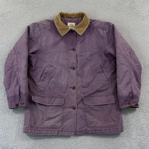 Vintage LL Bean Jacket Womens Large Purple Canvas Chore Barn Coat Quilt Lined - Picture 1 of 13