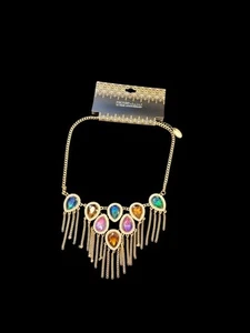 Nicole Miller Necklace 10yr Anniversary Gold Tone Teardrop Pendants - Picture 1 of 5
