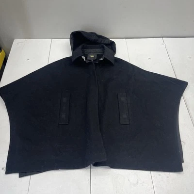 Abrigo poncho Maje negro mezcla de lana y cachemir con capucha para mujer talla OS Foto 1 de 4