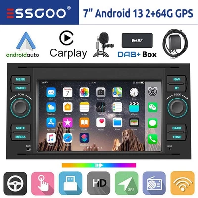 Für Ford Focus S C Max Transit Mondeo DAB+ 64G Android 14 Autoradio Carplay Navi - Bild 1 von 4