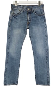 Levi's 501 Vaqueros Hombres W29/L30 Azul Botón Fly Recto Para Desteñida Bigotes - Imagen 1 de 8