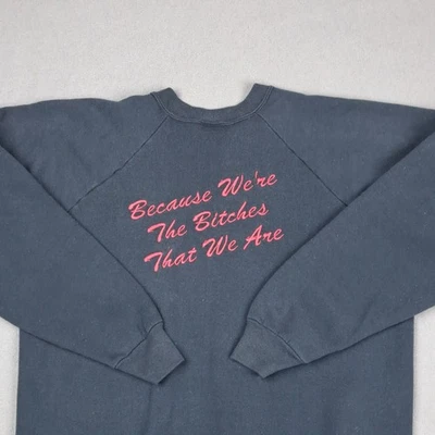 Vintage Fruit Of The Loom Crewneck Sweater Womens 2XL Black Embroidered B*tches - Image 1 of 4