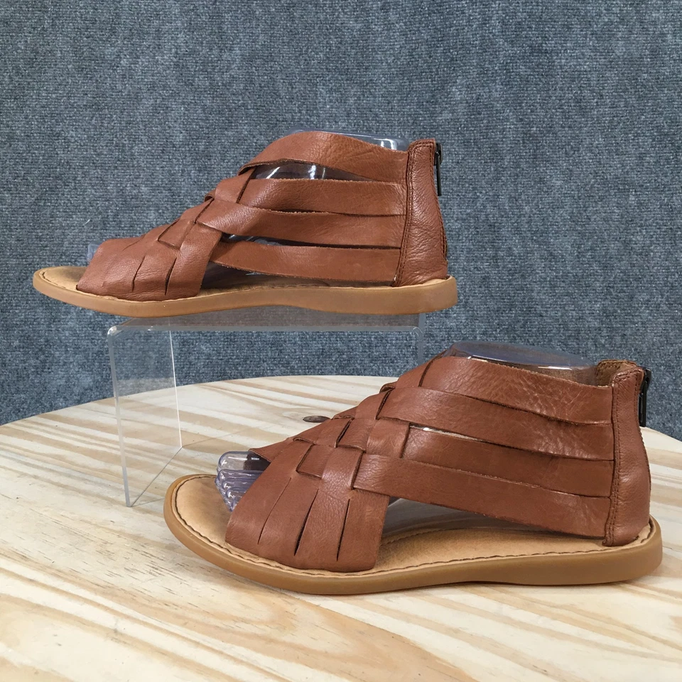 Sandalias Born para mujer 8 M Iwa tejidas cremallera trasera gladiador planas cuero marrón informales Foto 1 de 4