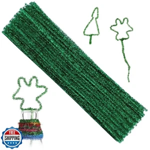 100 Stück Pfeifenreiniger Chenille Stiel, Glitzer Grün Pfeifenreiniger Set für P - Bild 1 von 5