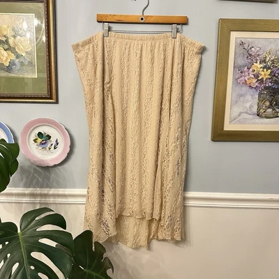 Vintage High Low Cream Lace Skirt Size 3X Western Boho Fairy Romantic Feminine - Image 1 of 4