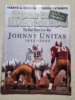 Revista Sports Illustrated 23 de septiembre de 2002 Johnny Unitas Baltimore Colts NFL Foto 1 de 2