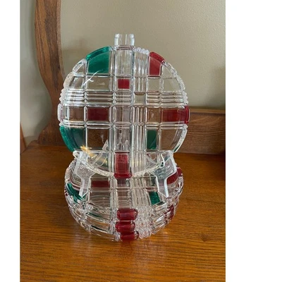 Juego de 4 platos de postre de vidrio grueso con patrón de bloque rojo y verde Mikasa Stratton de 7" Foto 1 de 4