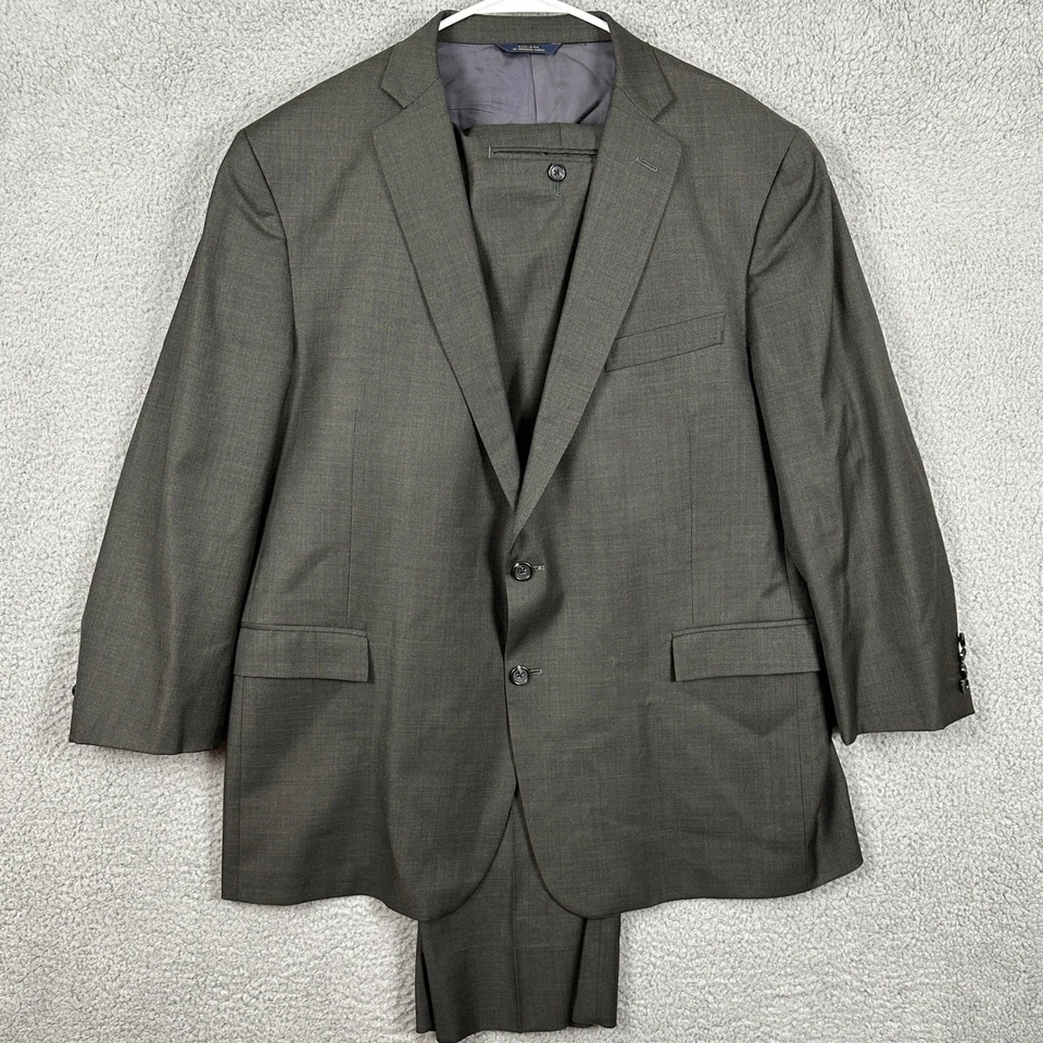 Brooks Brothers 1818 Regent Wool 2 Piece Blazer Pants Mens 48R 40X25 Gray Saxxon - Image 1 of 4