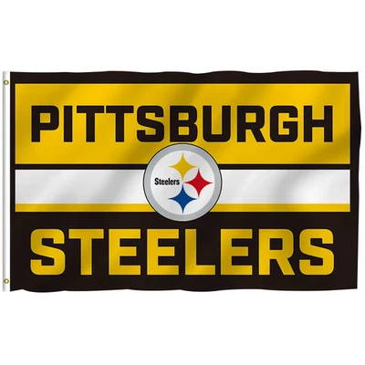 Pittsburgh Steelers Flag 3x5 Feet Banner Football Metal Grommets Man Cave Garage - Image 1 of 3
