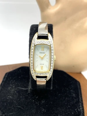 Seiko Women's Watch SUP388 Solar Mother of Pearl Dial Two Tone Stainless Steel - Image 1 of 4