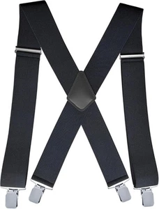 CADONO Men's 2 Inch Heavy Duty Suspenders,Adjustable X-Back with Strong Black  - Picture 1 of 7