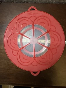 PAMPERED CHEF large size 12-3/4" BOIL OVER NO MORE silicone RED #2423 Used - Picture 1 of 3