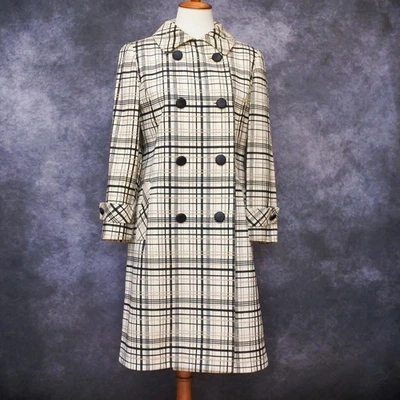 Abrigo Mod Vintage Años 60 Zelinka Matlick para Miss Magnin Check Beige Negro Talla M Foto 1 de 4