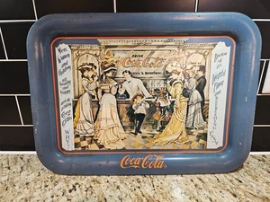 Vintage Coke Coco-Cola Tin Tray “Soda Fountain” From 1904 Print Ad Made 1990 - Picture 1 of 2