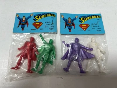 Lote de 2 figuras de goma Keshigomu Superman 1979 en bolsa con encabezado #50 Foto 1 de 4