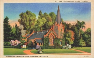 Postcard Church Of The Flowers Forest Lawn Memorial Park Glendale California CA - Picture 1 of 2