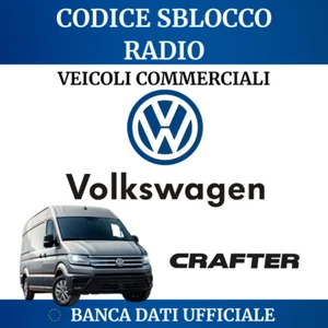 Codice Sblocco Radio VOLKSWAGEN Crafter Transporter California Caddy EXPRESS - Foto 1 di 1