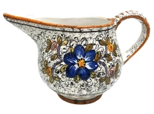 Deruta Water Pitcher Flowers Yellow Trim Ceramic Pottery Italian 48oz - Picture 1 of 8