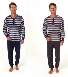 Neu Herren/Männer Frottee Schlafanzug/PYJAMA Grau/Blau Baumwolle Frottee 3538 - Bild 1 von 5