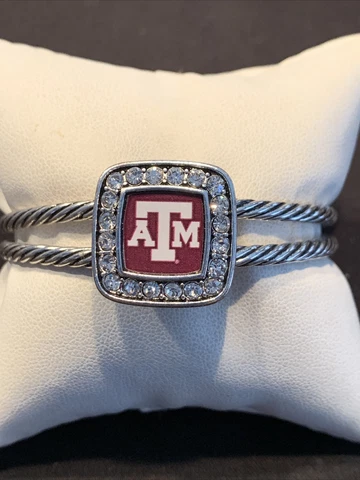 Texas A&M Aggies Cuff Bracelet Silver Tone Rhinestone SEC NCAA Football Cover