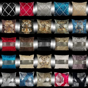 FUNDA DE COJÍN DECORATIVA TERCIOPELO GRUESO SUAVE DAMASCO BRILLANTE 17" - Imagen 1 de 54