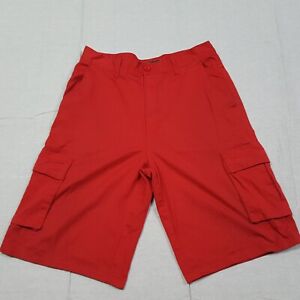OLD SKOOL Cargo Shorts Mens Size 34 Red Casual Flat Front Bermuda Adult