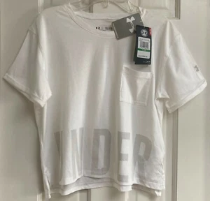NWT UNDER ARMOUR GIRLS WHITE T-SHIRT TOP BLOUSE 1290862 SIZE LARGE $29.99 - Picture 1 of 2