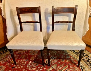 A Pair of Period English Regency Sheraton Mahogany Side Chairs  ca 1820 - Picture 1 of 11