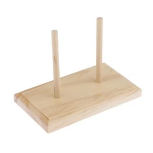 Natural Wood Bobbins Rack Sewing Thread Rack Stand 2 Spool - Picture 1 of 2