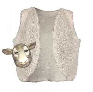Childs Sheep Lamb Fleece Waistcoat Tail & Mask Farm Animal Nativity Fancy Dress - Picture 1 of 6