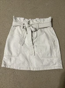 Free People Splendor In The Grass Tie-waist Linen Denim Skirt Oatmeal Size 2 - Picture 1 of 11