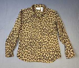 Liz Claiborne Liz Sport Blouse Beige Long Sleeve Leopard Beige Women's Sz SP - Picture 1 of 9