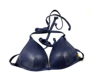 Victoria's Secret Pink Push-Up Triangle Swim Bikini Top Blue Size M 4714 - Picture 1 of 1
