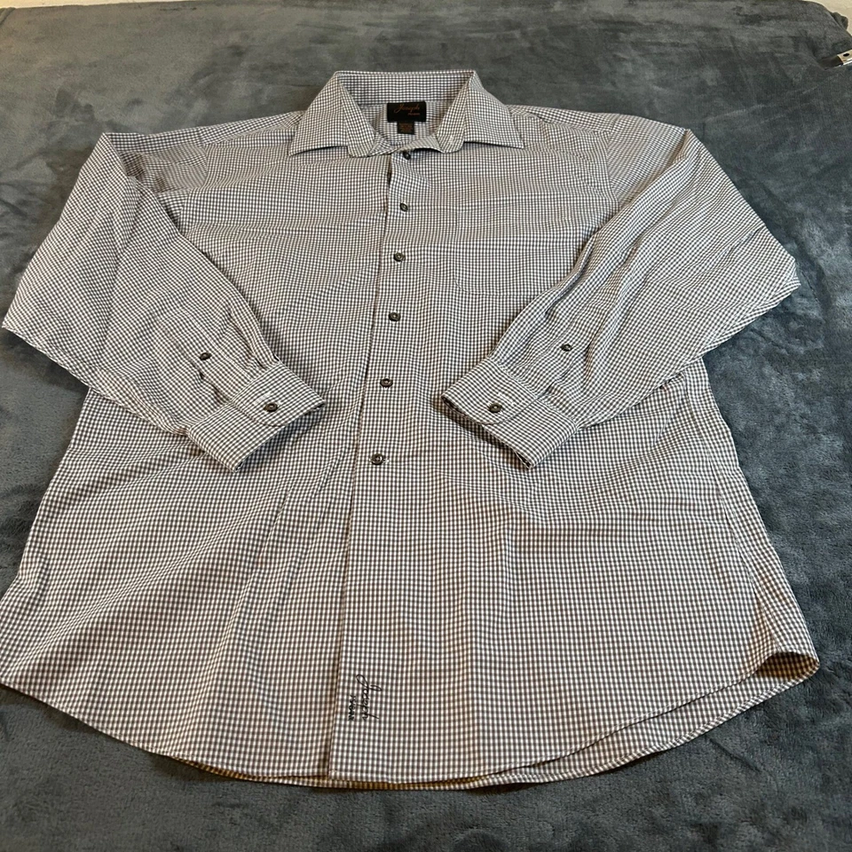 Camisa de vestir Joseph A Bank a medida cuadros guinga abotonada marrón para hombre 16 1/2-33 Foto 1 de 4