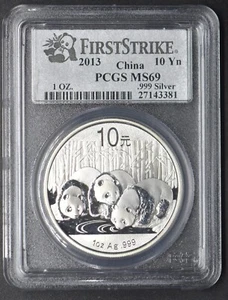2013 China Silver Panda PCGS MS69 FirstStrike 10Y 1oz .999 - COINGIANTS - - Picture 1 of 2