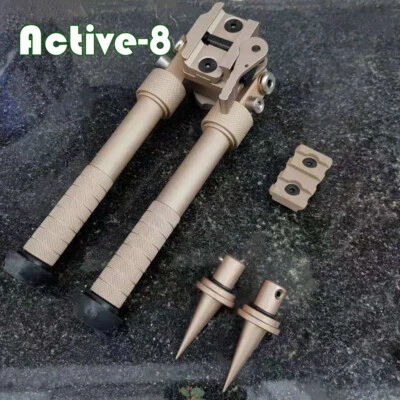 ACTIVE-8 6.5-9Inch QD Rail Mount Rifle Bipod with Spike Feet & 3Slot Mlock Rail - Image 1 of 3