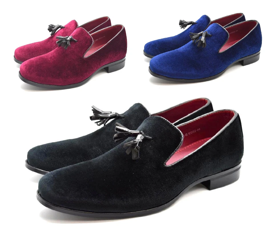 Mens Tassel Velvet Slip On Wedding Dress Party Formal Loafer Italian Suit Shoes - Image 1 of 1
