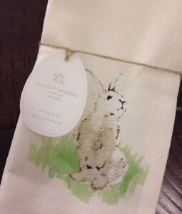 NWT Pottery Barn S/4 ~HILLTOP GARDEN BUNNY~ Napkins Rabbit SOLD OUT Easter