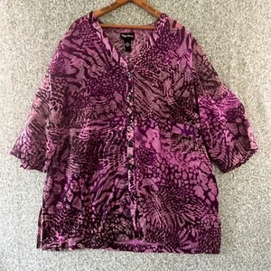 Maggie Barnes Tops Damen Plus 2X Lila Kurzarm Knopfleiste Leicht - Bild 1 von 6